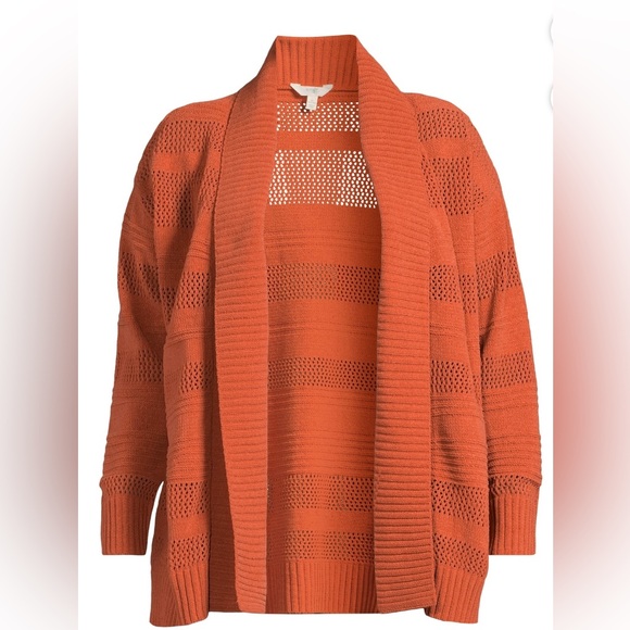 Terra & Sky Women's Plus Size Chenille Shawl Cardigan Sweater, Midweight - Picture 2 of 6